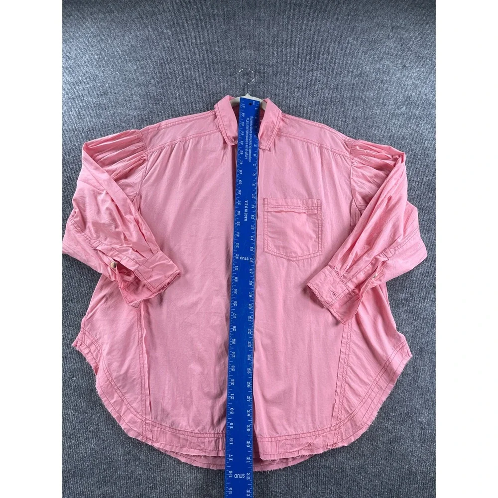Free People We The Free Strawberry Cream Pink Oversized Button Down Shirt XS NEW